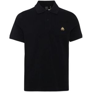 Moose Knuckles, Tops, Heren, Zwart, XL, Gouden Polo Zwart Stijlvol Shirt