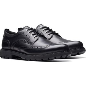 Clarks, Schoenen, Heren, Zwart, 43 EU, Leer, Zwarte Leren Brogue Veterschoen