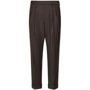 Michael Coal, Broeken, Heren, Bruin, W33, Polyester, Bruine Geplooide Broek Aw 24