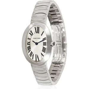 Cartier Vintage, Pre-owned, Dames, Grijs, ONE Size, Tweed, Pre-owned White Gold watches
