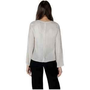 Armani Exchange, Blouses & Shirts, Dames, Beige, M, Lange Mouwen Blouse Lente/Zomer