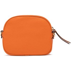 Gianni Chiarini, Tassen, Dames, Bruin, ONE Size, Leer, Ronde Schoudertas Oranje Rits