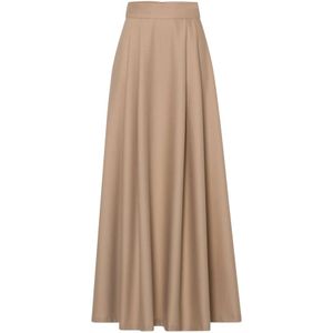 IVY Oak, Rokken, Dames, Beige, 2Xs, Katoen, Maxi Lengte Geplooide Rok