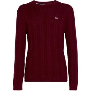 Tommy Hilfiger, Truien, Dames, Rood, XL, Katoen, Cable Knit Crew-neck Jumper