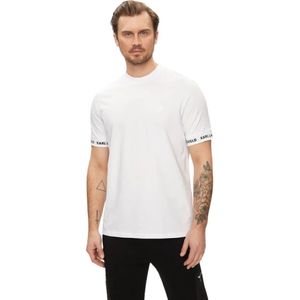 Karl Lagerfeld, Tops, Heren, Wit, S, Katoen, Wit Regular Fit T-Shirt