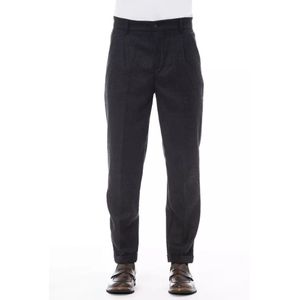 Alpha Studio, Grijze wollen jeans en broek met voor- en achterzakken Grijs, Heren, Maat:XL