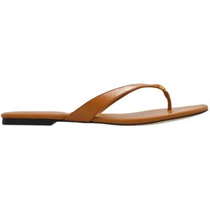 Tory Burch, Leren slides Bruin, Dames, Maat:39 1/2 EU