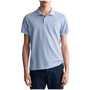 Gant, Tops, Heren, Blauw, XL, Katoen, Sunfaded Pique Rugger Shirt
