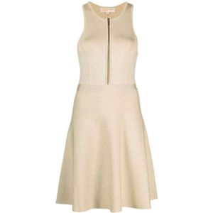 Michael Kors, Gouden Lurex Detail Jurk Beige, Dames, Maat:S