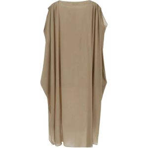 Gentryportofino, Mouwloze Tuniekjurk van Zijde Beige, Dames, Maat:S