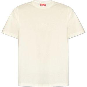 Diesel, Tops, Heren, Wit, M, Katoen, T-Must-Slits-N2 T-shirt met logo