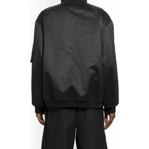 Jil Sander, Jassen, Heren, Zwart, M, Katoen, Zwarte Blouson 53 Katoen Satijn Jas