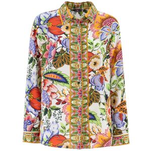 Etro, Zijden Crepe de Chine Bloemenprint Blouse Veelkleurig, Dames, Maat:L