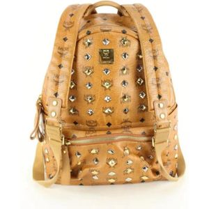 MCM Pre-owned, Pre-owned, Dames, Oranje, ONE Size, Pre-eigendom canvas-rugzakken