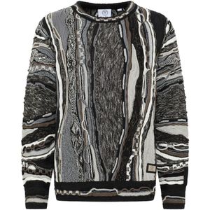 Carlo Colucci, Oversized Pullover in Levendige Kleuren Grijs, Heren, Maat:XL
