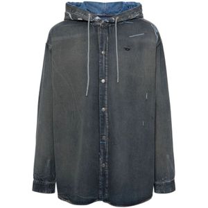 Diesel, Sportief shirt met capuchon en wijde mouwen Grijs, Heren, Maat:L