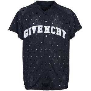 Givenchy, Zwart Polyester T-Shirt met Geperforeerd Detail Zwart, Heren, Maat:S