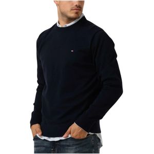 Tommy Hilfiger, Sweatshirts & Hoodies, Heren, Blauw, M, Klassieke Crew Neck Sweater