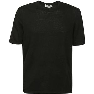 Filippo De Laurentiis, Linnen T-shirt met korte mouwen Zwart, Heren, Maat:L