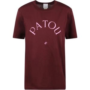 Patou, Tops, Dames, Rood, M, Katoen, Logo-print Ronde Hals T-shirt