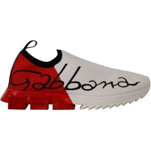 Dolce & Gabbana, Schoenen, Dames, Veelkleurig, 39 EU, Polyester, Witte Rode Sorrento Sandalen Sneakers