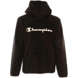 Champion, Sweatshirts & Hoodies, Heren, Zwart, M, Zwarte Fleece Hoodie met Groot Logo