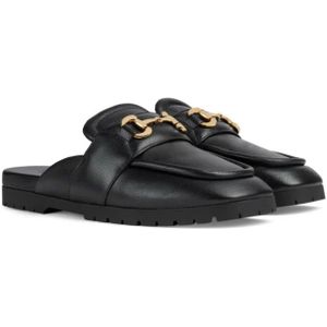 Gucci, Schoenen, Heren, Zwart, 42 EU, Zwarte Leren Instap Sandalen