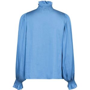 Neo Noir, Blouses & Shirts, Dames, Blauw, S, Satin Blouse met Smock Details