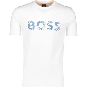 Hugo Boss, Tops, Heren, Wit, L, Katoen, Wit T-shirt met korte mouwen