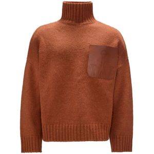 JW Anderson, Truien, Heren, Bruin, XL, Wol, Anker Logo Gebreide Trui Bruin