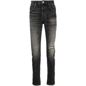 Purple Brand, Slim Lage Taille Zwarte Jeans Zwart, Heren, Maat:W30