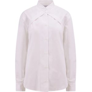 Off White, Blouses & Shirts, Dames, Wit, S, Katoen, Katoenen shirt met bandjes en metalen gesp