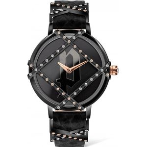 Police, Accessoires, Heren, Zwart, ONE Size, Stijlvol Leren Horloge Rila