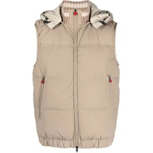 Kiton, Beige Gewatteerd Gilet Jack Beige, Heren, Maat:L