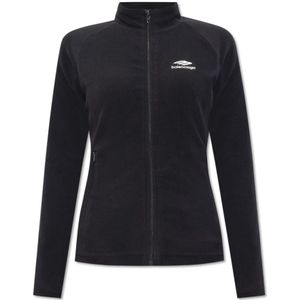 Balenciaga, Sweatshirts & Hoodies, Dames, Zwart, S, Leer, Skiwear collectie fleece sweatshirt