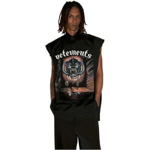 Vetements, Overhemden, Heren, Zwart, S, Katoen, Grafische Print Rock Shirt