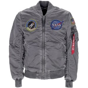 Alpha Industries, Jassen, Heren, Grijs, S, Polyester, Nasa Battlewash Bomberjack