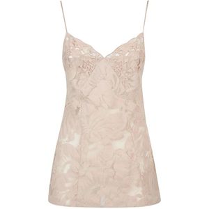 N21, Bloemen Mesh Wijd Uitlopende Poederjurk Beige, Dames, Maat:2XL