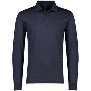 Hugo Boss, Tops, Heren, Blauw, 3Xl, Katoen, Lange mouw donkerblauwe polo shirt