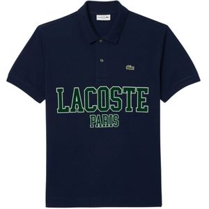 Lacoste, Heren Polo Shirt met Maxi Print Blauw, Heren, Maat:M
