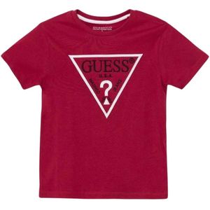 Guess, Tops, Heren, Bruin, 152 CM, Katoen, Geborduurd Logo T-shirt - Rood