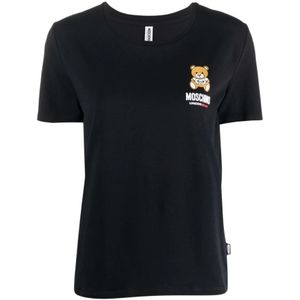 Moschino, Tops, Dames, Zwart, M, Katoen, Zwarte T-shirt met Teddybeerprint