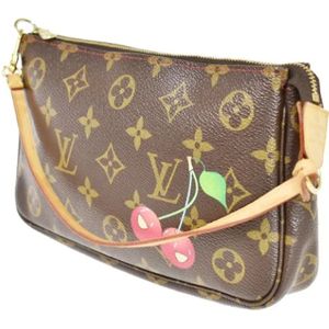 Louis Vuitton Vintage, Pre-owned, Dames, Bruin, ONE Size, Leer, Pre-owned Canvas clutches