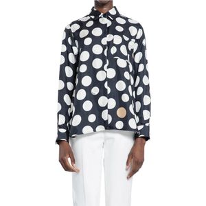 Max Mara, Blouses & Shirts, Dames, Zwart, S, Polkadot Print Blouse Klassieke Kraag