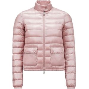 Moncler, Jassen, Dames, Roze, S, Nylon, Korte donsjas in Lyserød