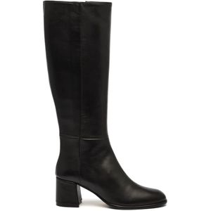 L'arianna, Schoenen, Dames, Zwart, 40 EU, Leer, Zwarte Leren Laars met 6 cm hak