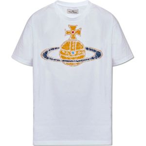 Vivienne Westwood, Tops, Heren, Wit, S, Katoen, ‘Time Machine’ T-shirt met print