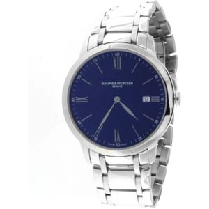 Baume et Mercier, Accessoires, Dames, Blauw, ONE Size, Classima 10382 Quartz Blauwe Wijzerplaat Horloge