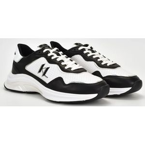 Karl Lagerfeld, Schoenen, Heren, Veelkleurig, 43 EU, Leer, Wit/Zwart Sneakers