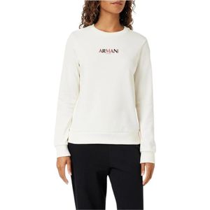 Armani Exchange, Sweatshirts & Hoodies, Dames, Beige, S, Katoen, Klassieke Sweater